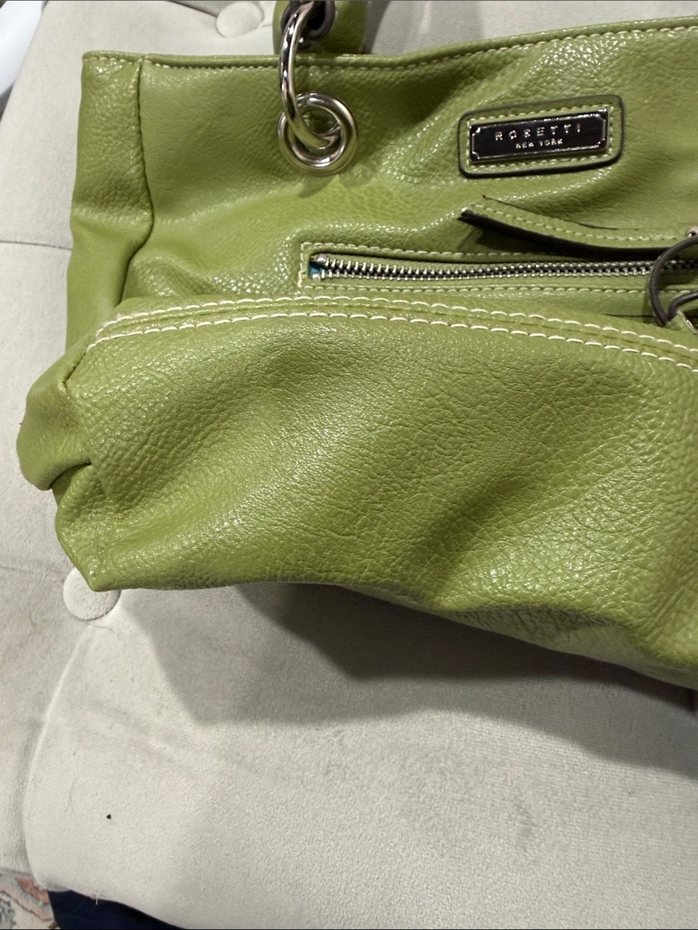 Rosetti Olive Green faux Pebbled Leather Shoulder Bag - Picture 2 of 5